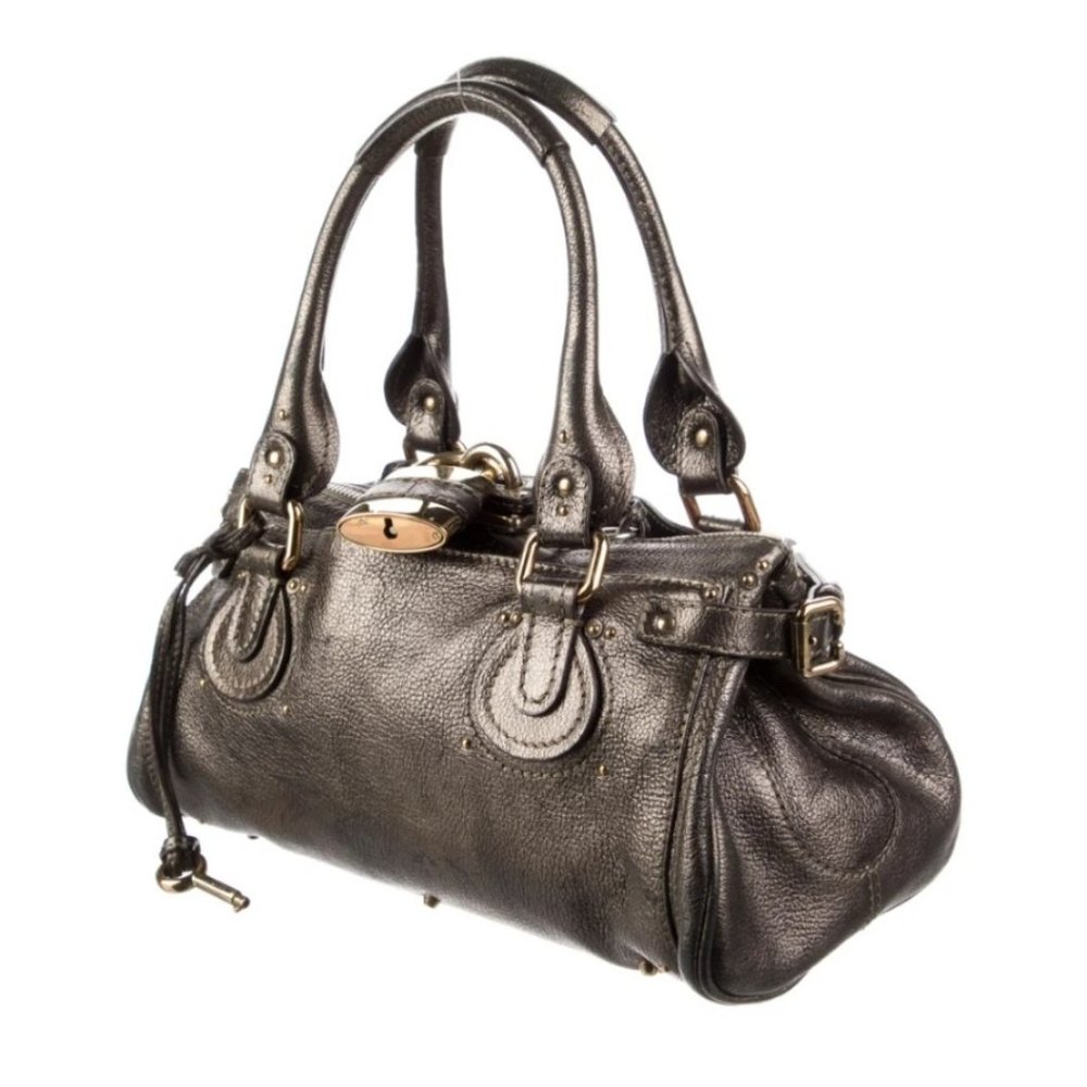 Chloe Paddington Gunmetal Metallic Handbag